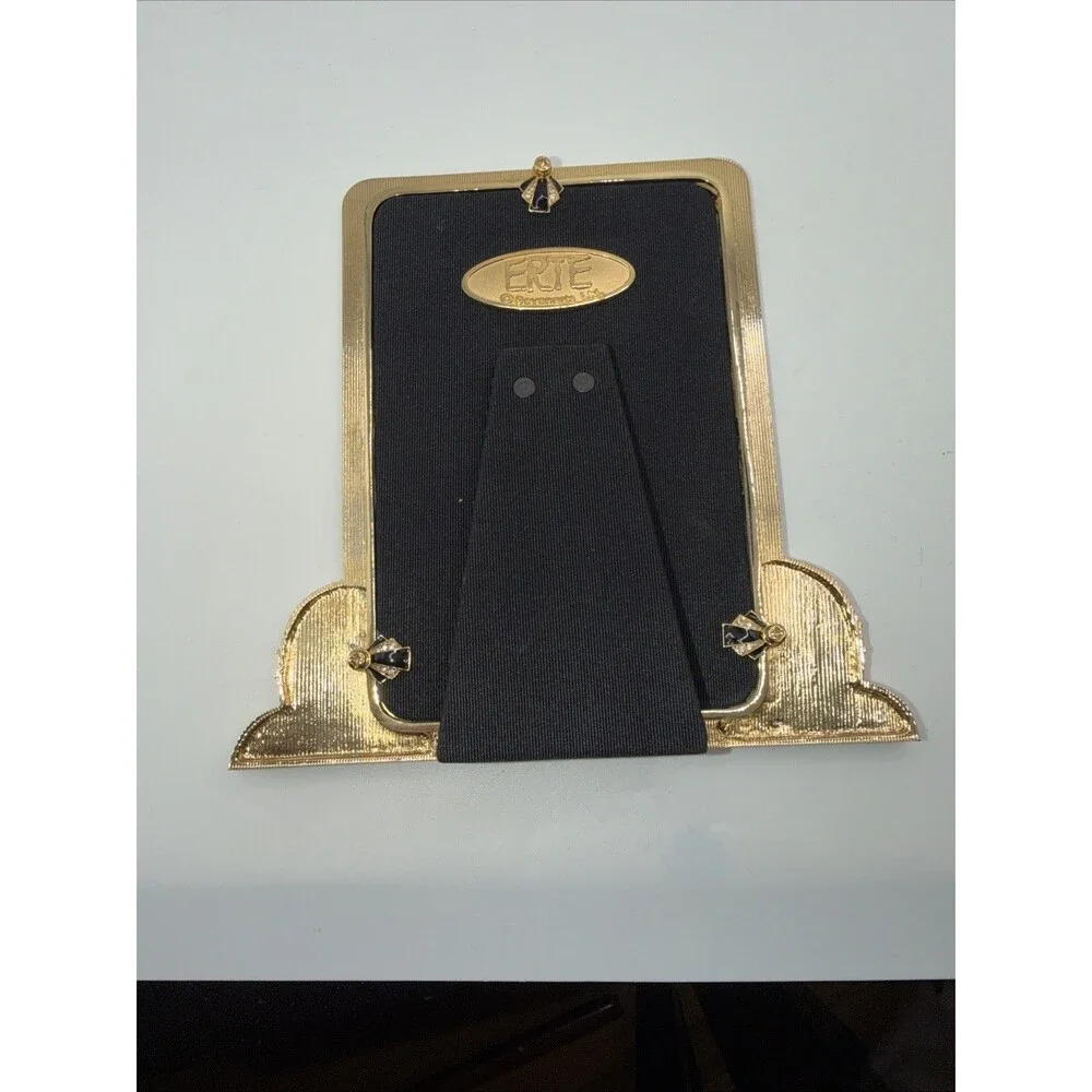 Erte Sevenarts Ltd Art Deco Enamel Metal Bedazzled Picture Frame Unique HTF